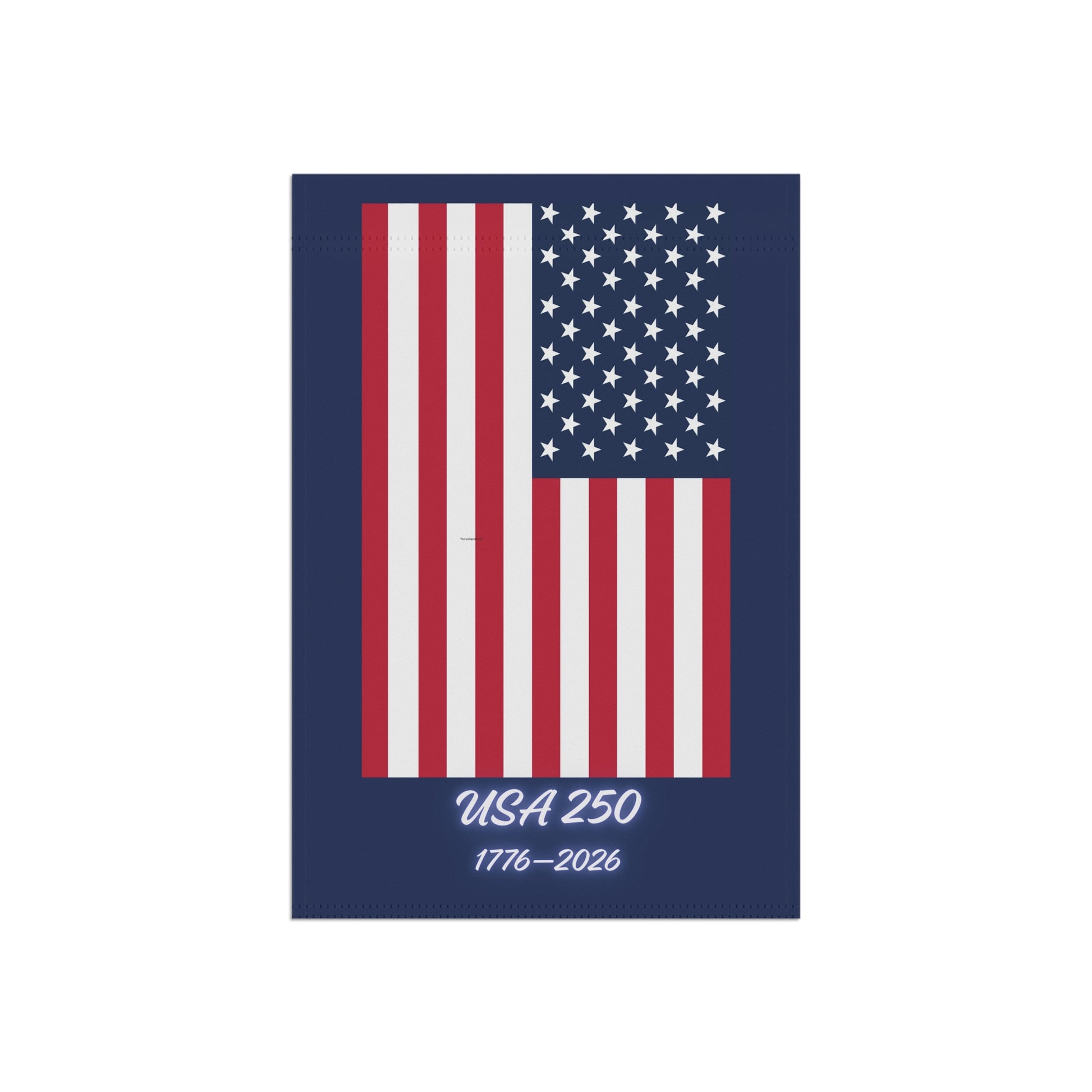 American flag with 'USA 250' text on a blue background