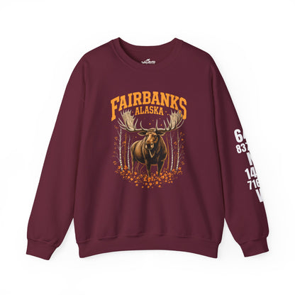 Fairbanks Moose Cotton Crewneck Sweatshirt | Wild Alaska Series Edition 🦌🍁