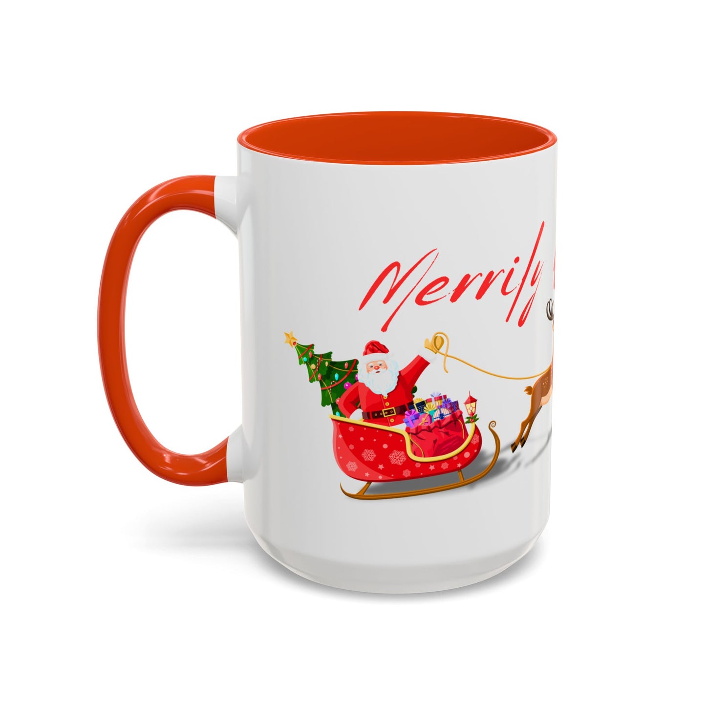 Merrily On High! Santa & Reindeer Mug
