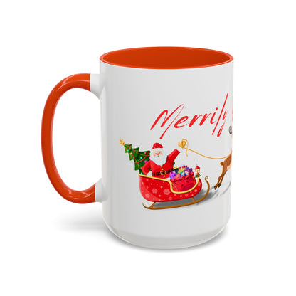 Merrily On High! Santa & Reindeer Mug