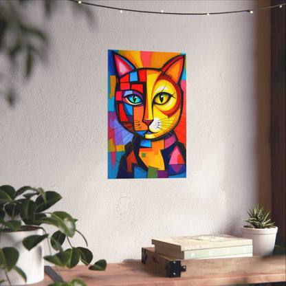 Cubist Cat Portrait - Vibrant Abstract Expression