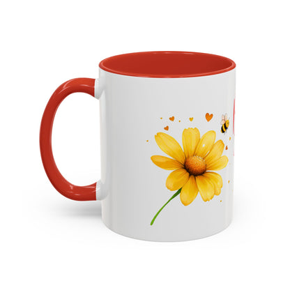 Bee Mine - Floral Accent Ceramic Mug (11oz, 15oz)