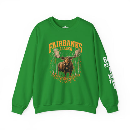 Fairbanks Moose Cotton Crewneck Sweatshirt | Wild Alaska Series Edition 🦌🍁