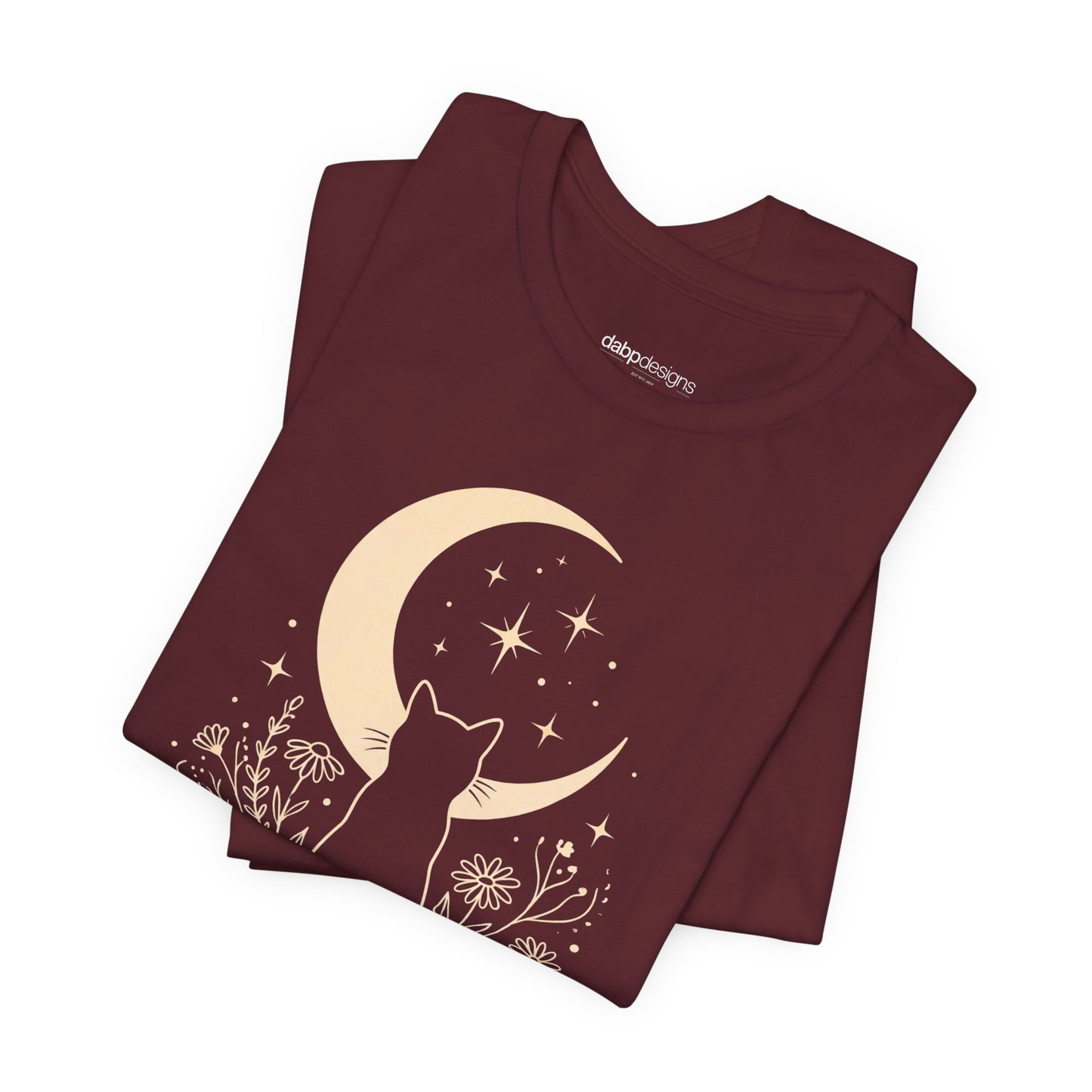 Moon Garden Watcher Cat Celestial Tee