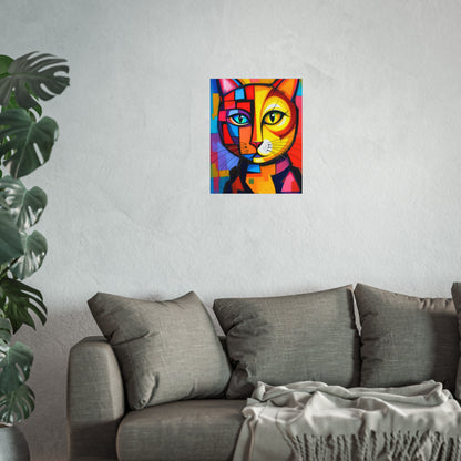 Cubist Cat Portrait - Vibrant Abstract Expression