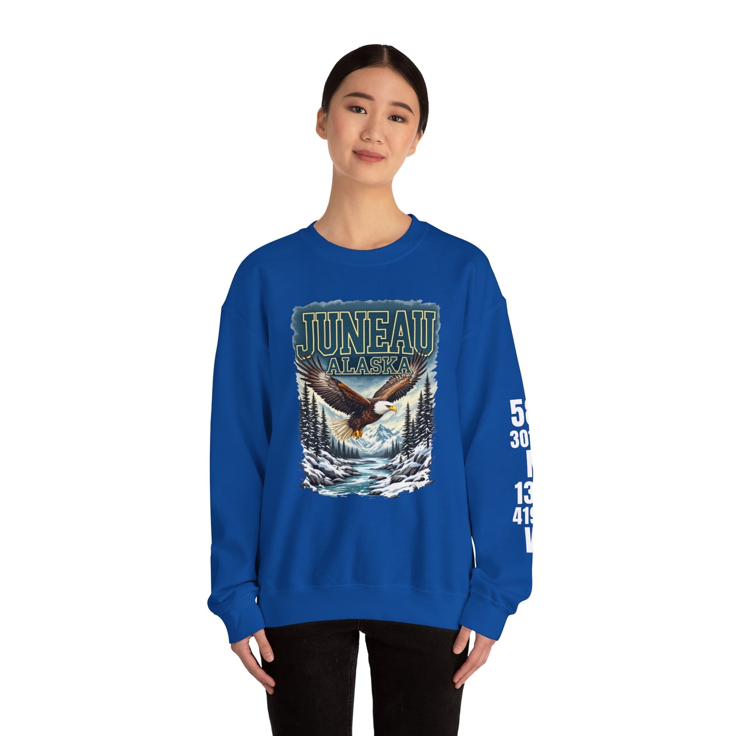 Juneau Bald Eagle Cotton Crewneck Sweatshirt | Wild Alaska Series Edition 🦅🌲❄️