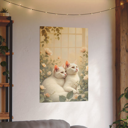 Chatons en chocolat blanc : Impression giclée d'art floral d'hiver serein