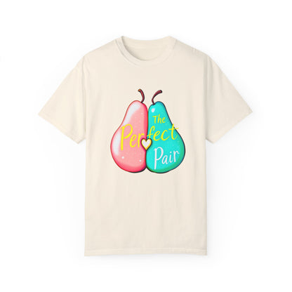 Comfort Colors 1717 Unisex Garment-Dyed T-shirt - "The Perfect Pair" Cute Pear Couple Design (v2)