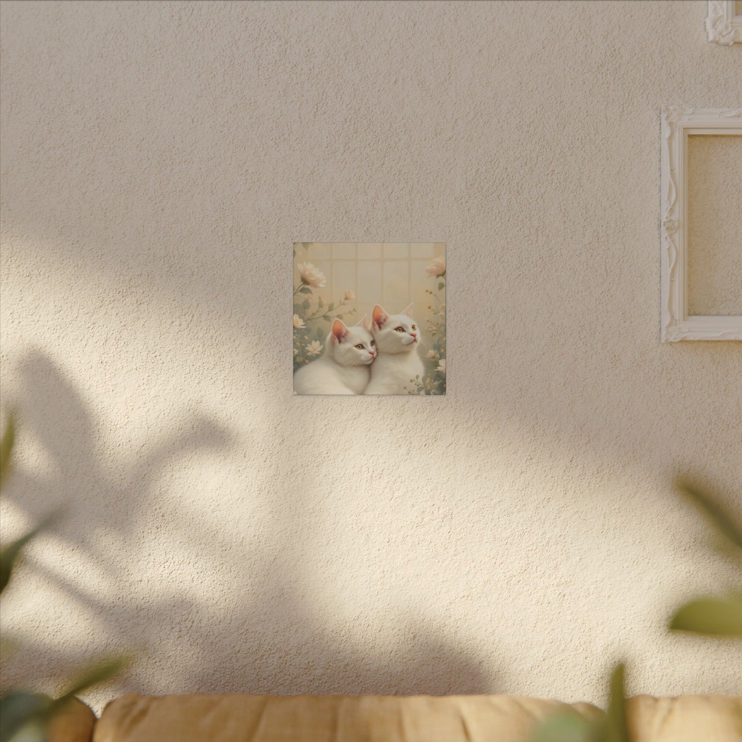 White Chocolate Kitties: Serene Winter Floral Art Giclée Print