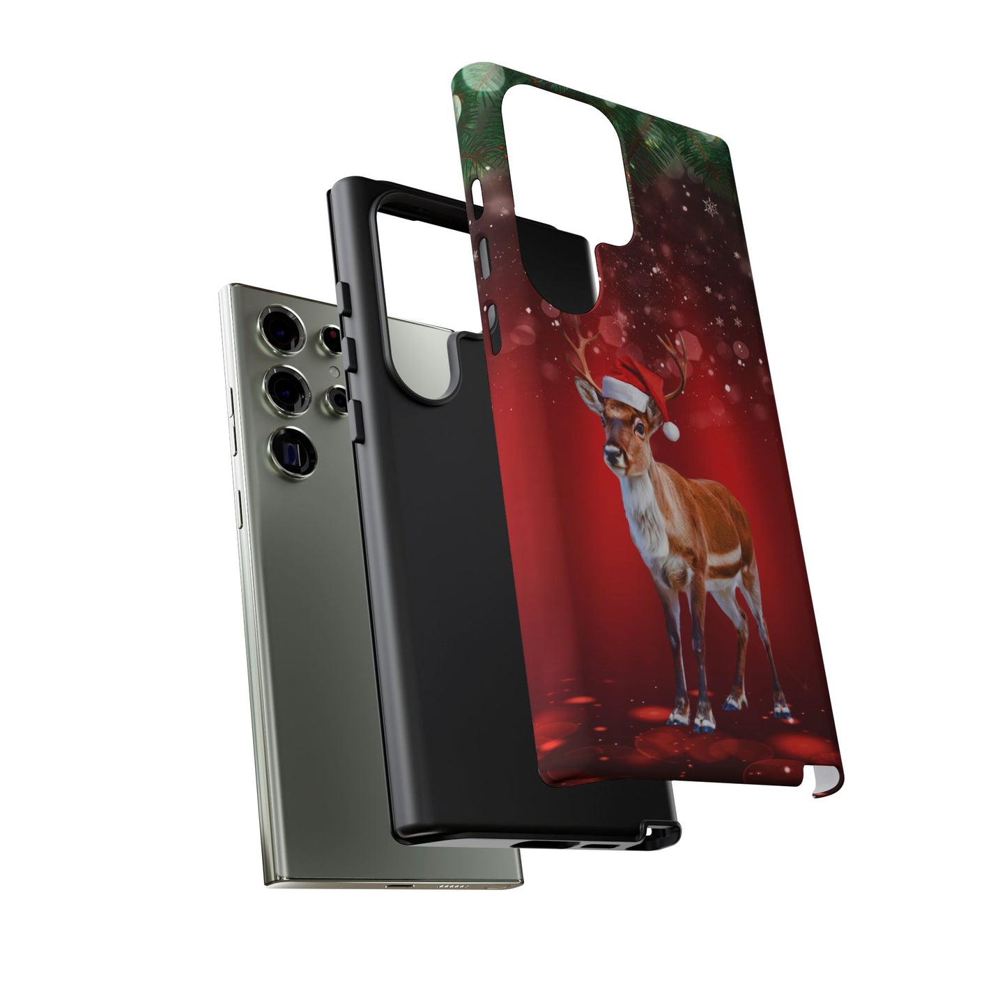 Festive Reindeer No.1 – Santa Hat with Holiday Lights Design for iPhone, Samsung & Google Models