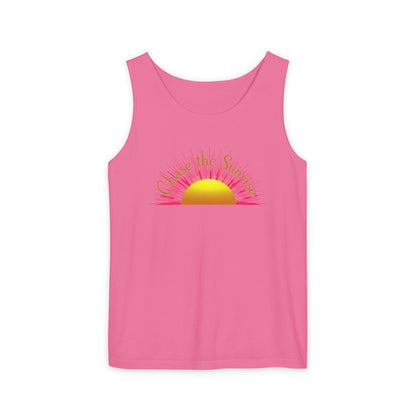 Comfort Colors® 9360 Women's Garment-Dyed Tank Top - Chase the Sunrise Aesthetic Design