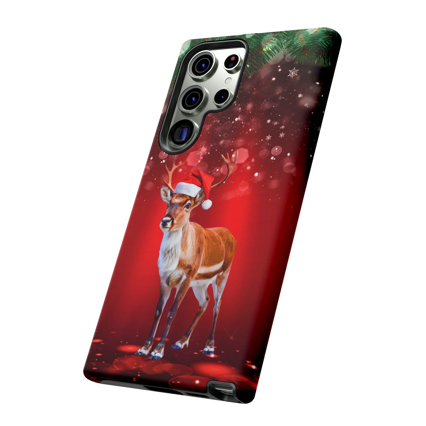 Festive Reindeer No.1 – Santa Hat with Holiday Lights Design for iPhone, Samsung & Google Models