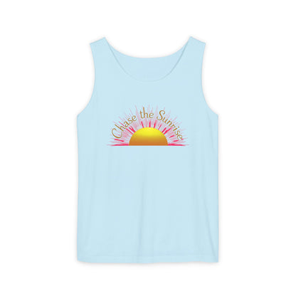 Comfort Colors® 9360 Women's Garment-Dyed Tank Top - Chase the Sunrise Aesthetic Design