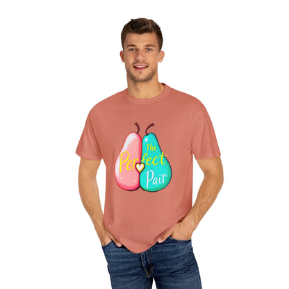 Comfort Colors 1717 Unisex Garment-Dyed T-shirt - "The Perfect Pair" Cute Pear Couple Design (v2)