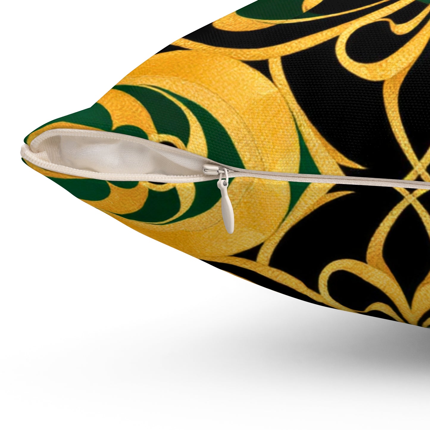 Regal Elegance – Gold & Green Luxe Throw Pillow