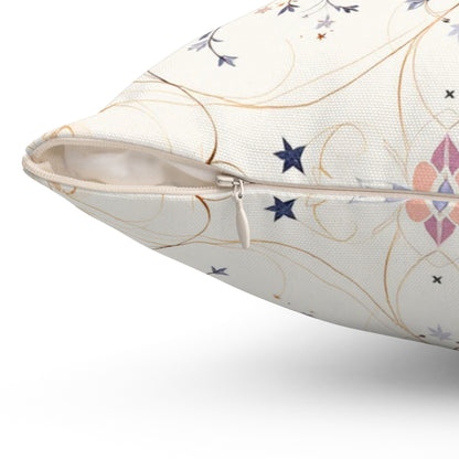 Ethereal Starlit Bloom – Elegant Ornamental Design Throw Pillow