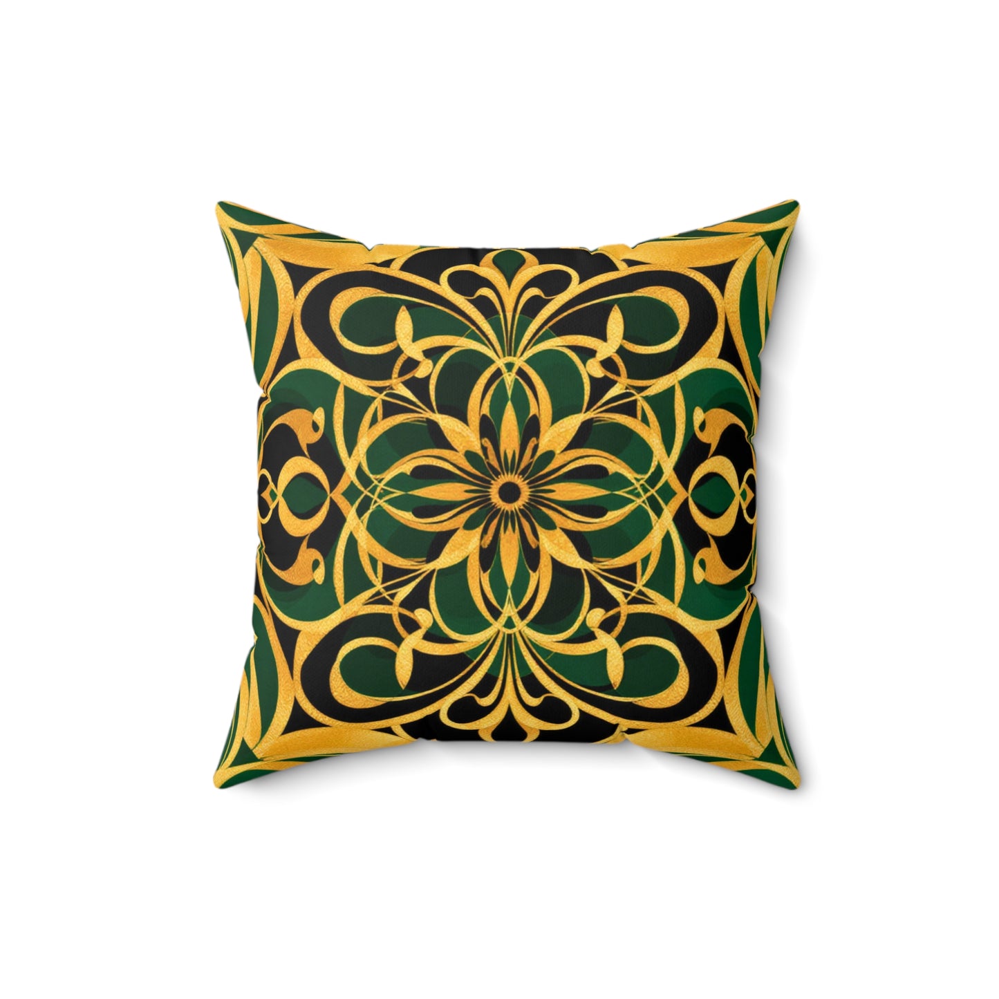 Regal Elegance – Gold & Green Luxe Throw Pillow