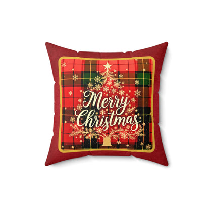Plaid Merry Christmas Pillow – Festive Holiday Décor