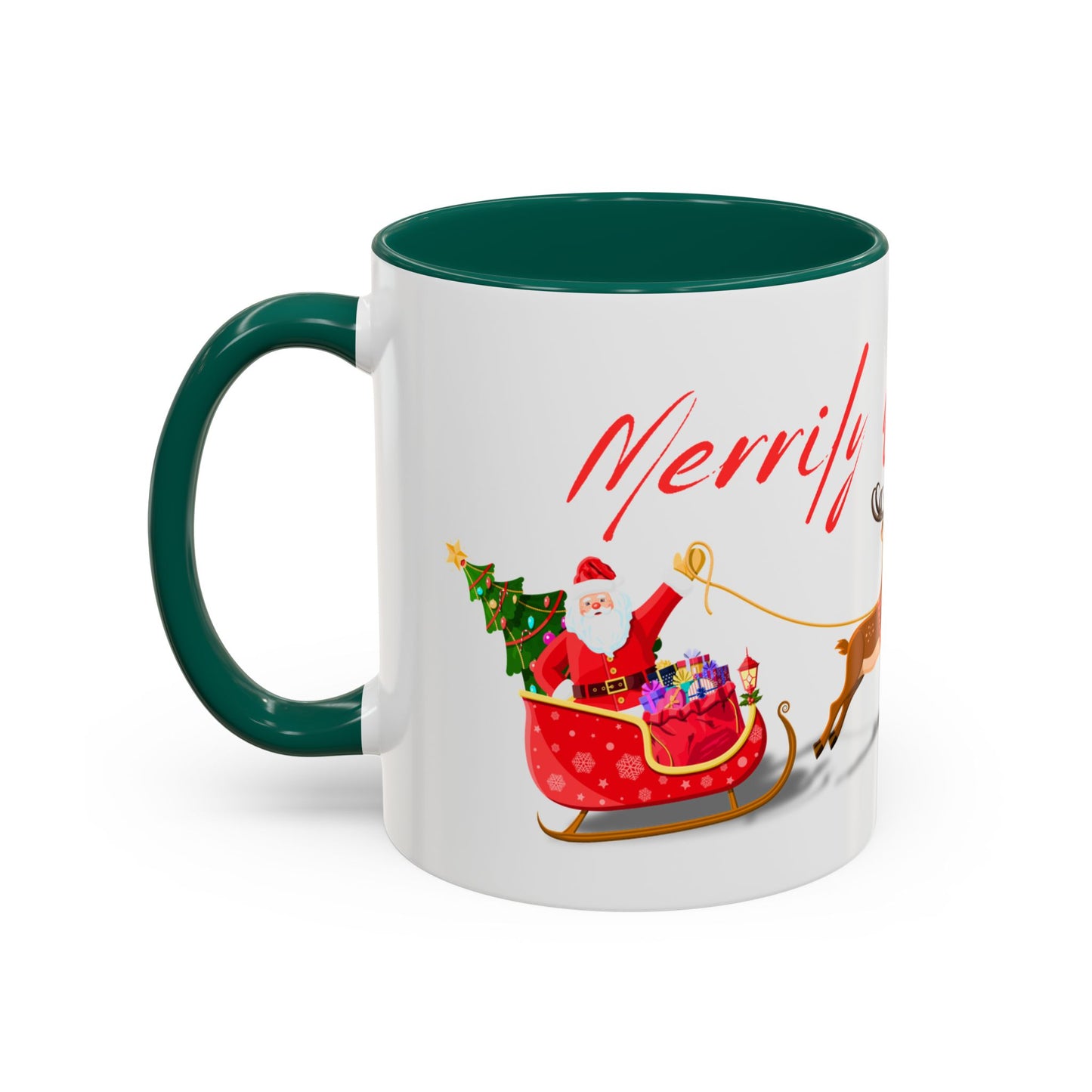 Merrily On High! Santa & Reindeer Mug