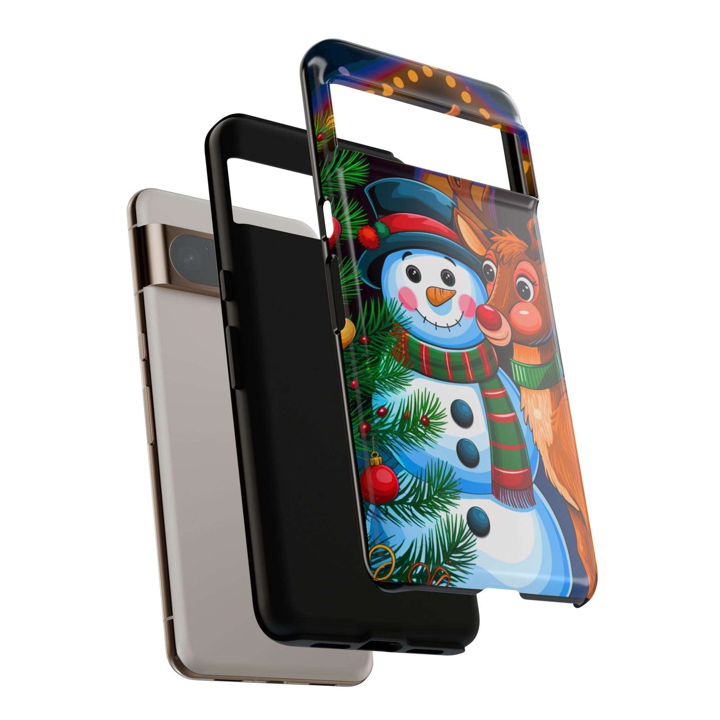 Festive Snowman and Reindeer Christmas Phone Case