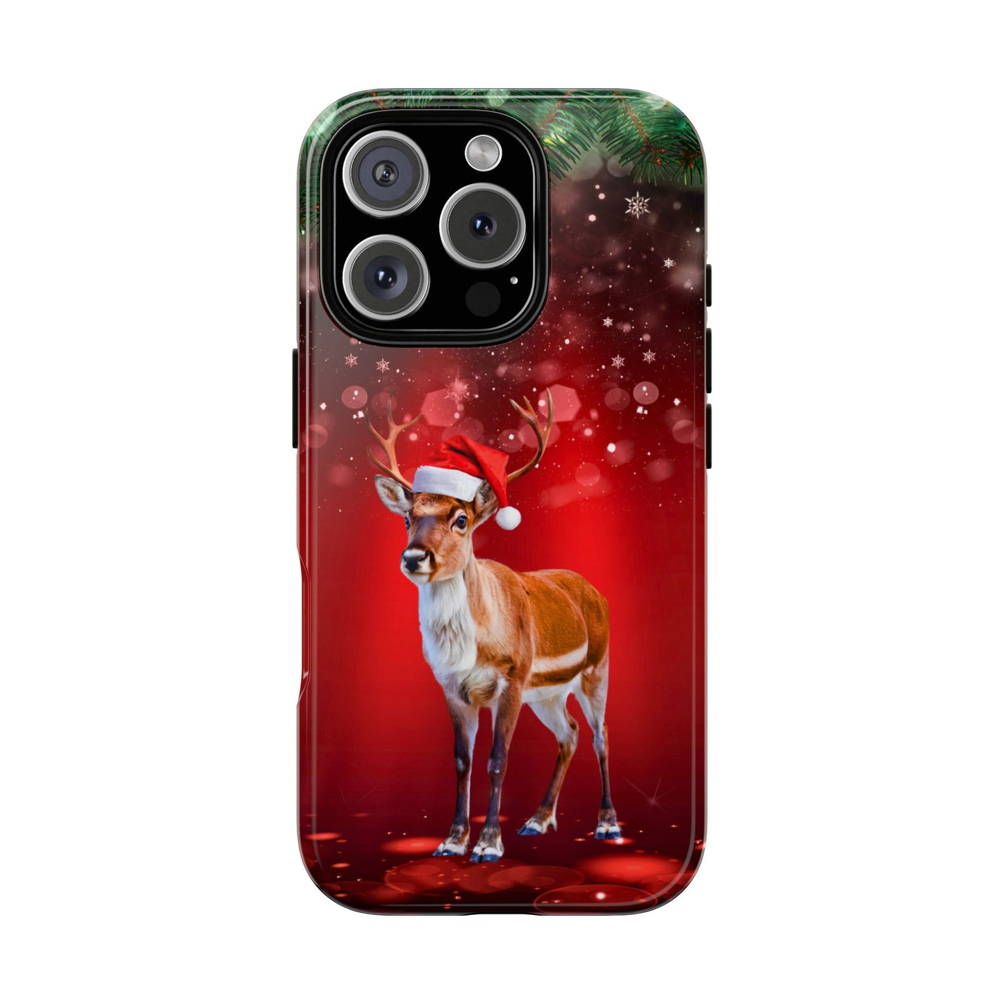 Festive Reindeer No.1 – Santa Hat with Holiday Lights Design for iPhone, Samsung & Google Models