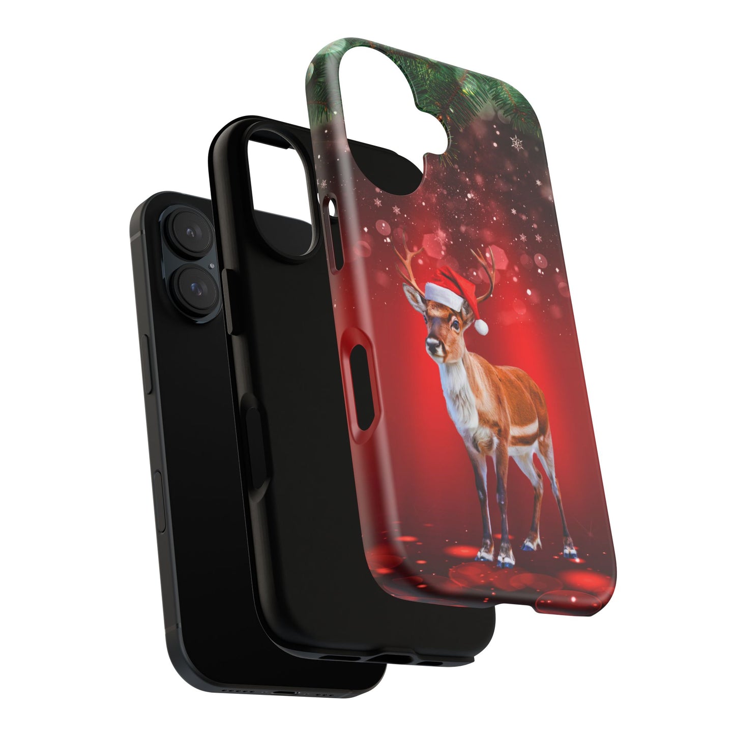 Festive Reindeer No.1 – Santa Hat with Holiday Lights Design for iPhone, Samsung & Google Models