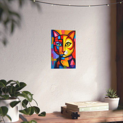 Cubist Cat Portrait - Vibrant Abstract Expression