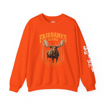 Fairbanks Moose Cotton Crewneck Sweatshirt | Wild Alaska Series Edition 🦌🍁