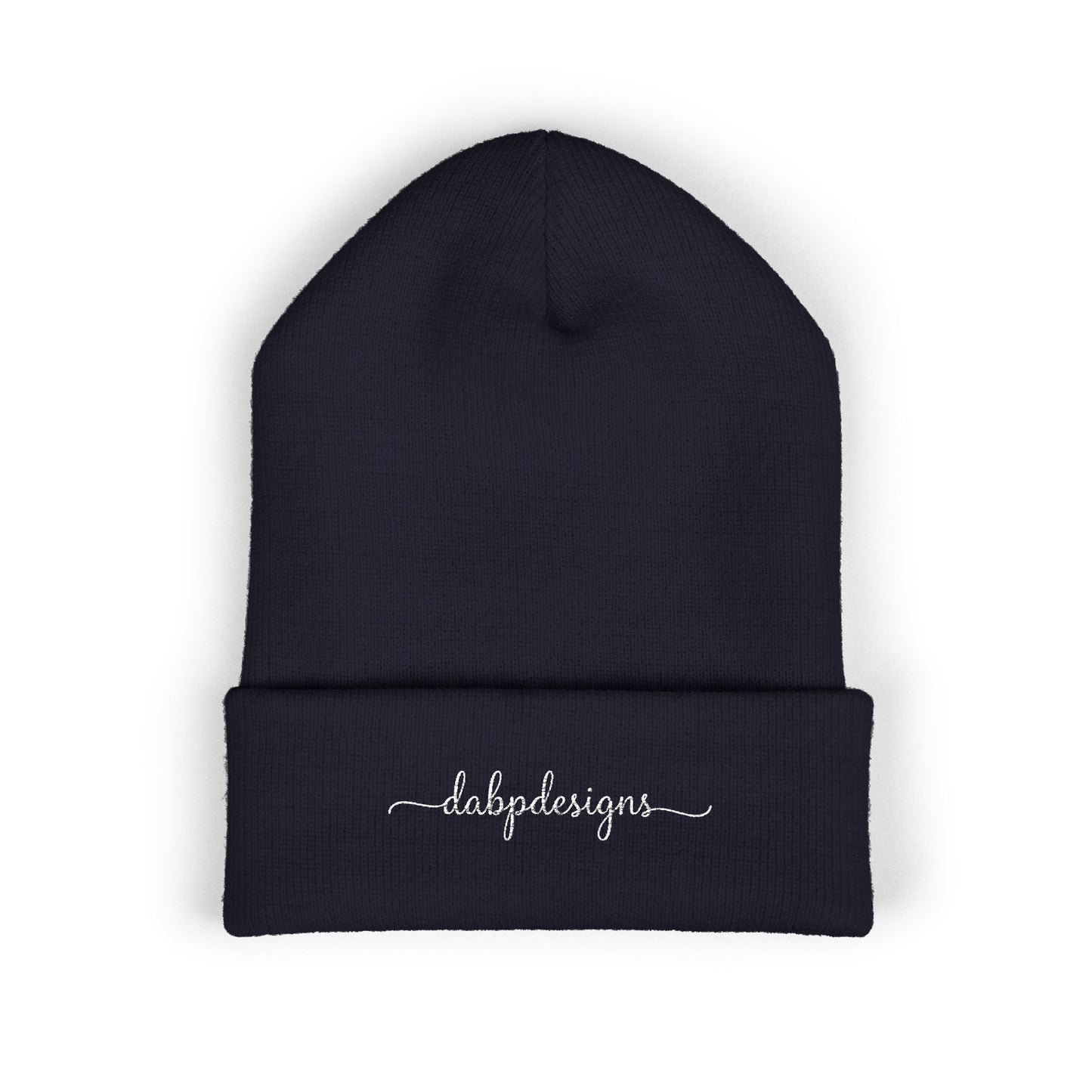 Embroidered Cuffed Beanie – dabpdesigns Minimal White Stitch Logo