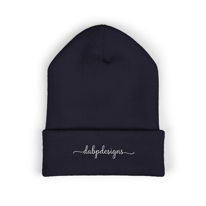 Embroidered Cuffed Beanie – dabpdesigns Minimal White Stitch Logo