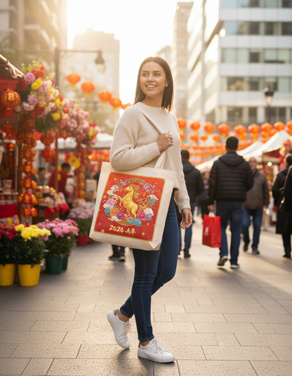 2026 Year of the Horse Lunar New Year Tote Bag (v1)