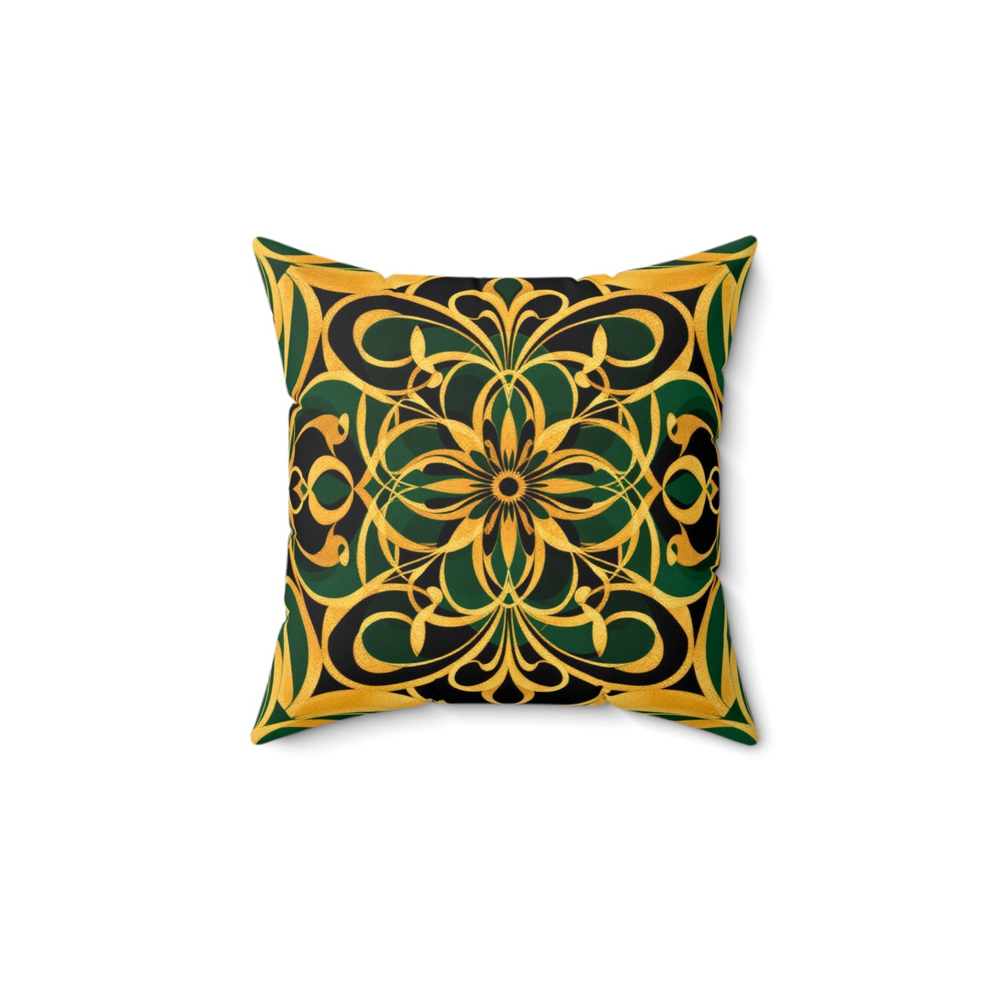 Regal Elegance – Gold & Green Luxe Throw Pillow