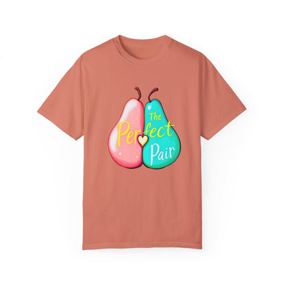 Comfort Colors 1717 Unisex Garment-Dyed T-shirt - "The Perfect Pair" Cute Pear Couple Design (v2)
