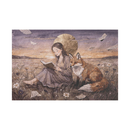 Meadow at Dusk – A Quiet Reading | Storybook Canvas Art