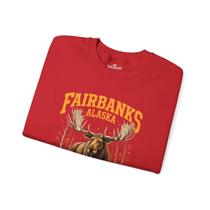 Fairbanks Moose Cotton Crewneck Sweatshirt | Wild Alaska Series Edition 🦌🍁