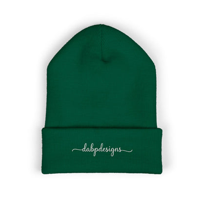 Embroidered Cuffed Beanie – dabpdesigns Minimal White Stitch Logo