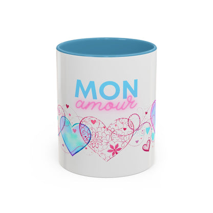 Mon amour/Pour toujours Valentine's Day Mug Set– Romantic French Gift for Couples [1 of 2] (11oz, 15oz)