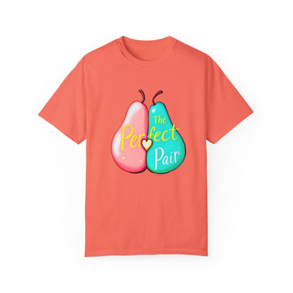 Comfort Colors 1717 Unisex Garment-Dyed T-shirt - "The Perfect Pair" Cute Pear Couple Design (v2)