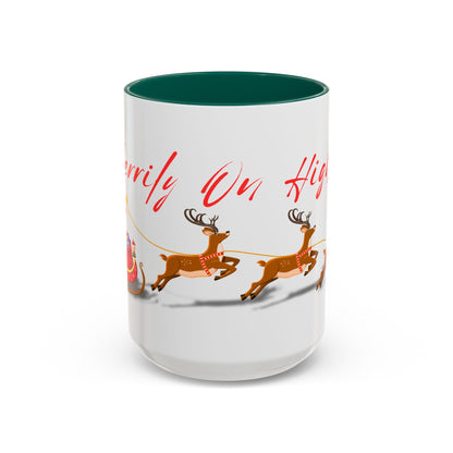 Merrily On High! Santa & Reindeer Mug