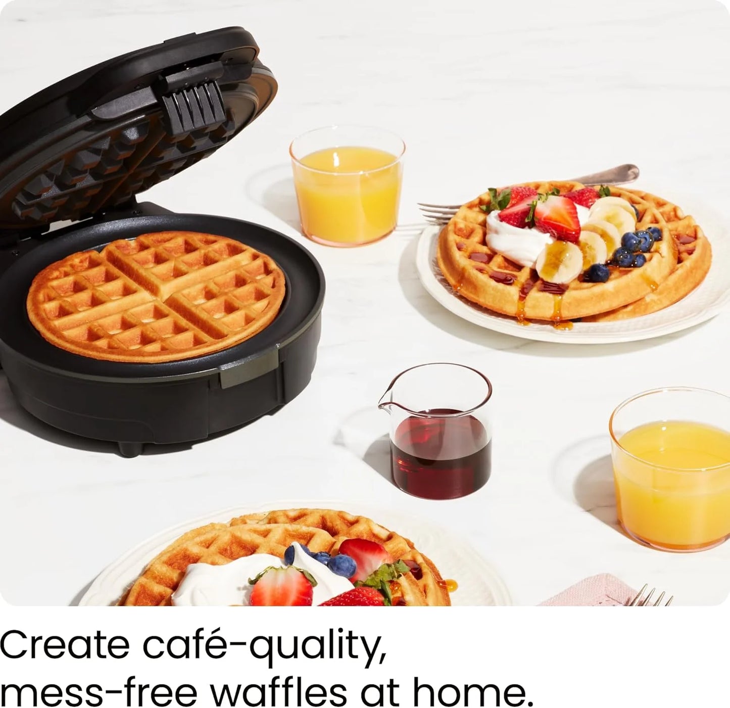 Anti-Overflow Belgian Waffle Maker, Shade Selector, Non-Stick, Black
