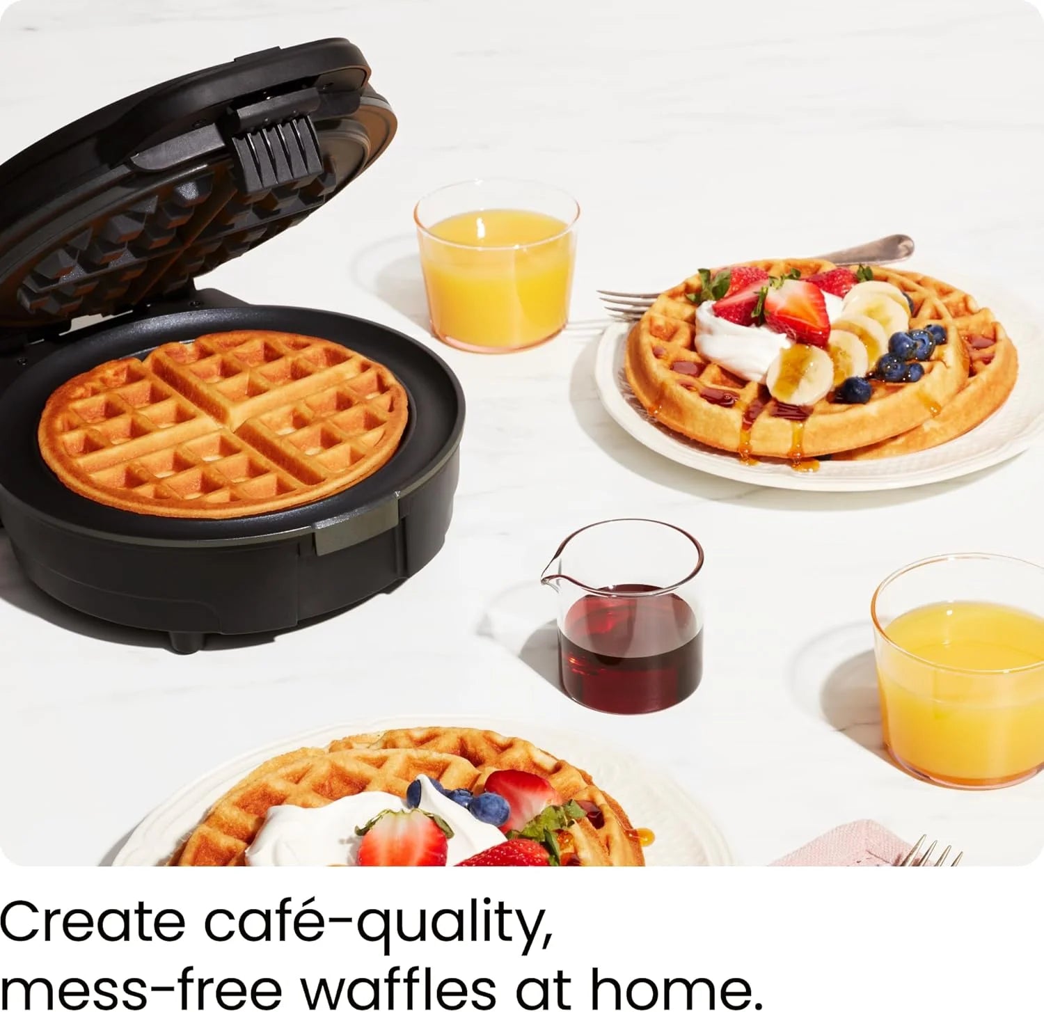 Anti-Overflow Belgian Waffle Maker, Shade Selector, Non-Stick, Black