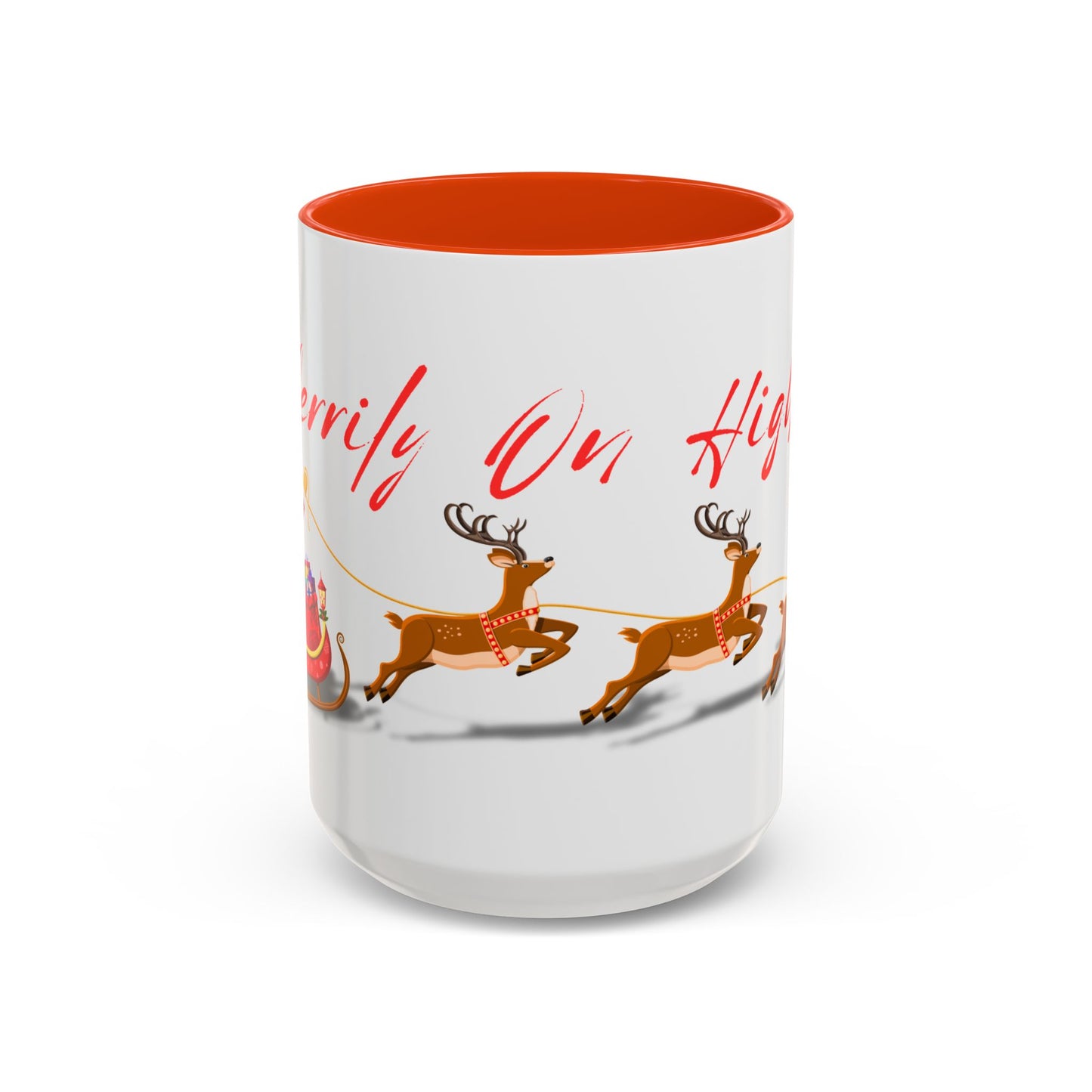 Merrily On High! Santa & Reindeer Mug