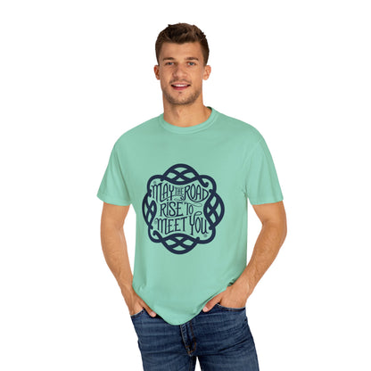 Comfort Colors 1717 Unisex Garment-Dyed T-shirt - May the Road Rise to Meet You – Celtic Knotwork Irish Blessing Tee
