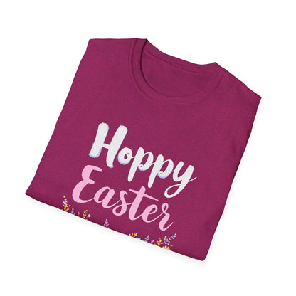 Gildan 64000 Unisex Softstyle T-Shirt - Hoppy Easter Floral Script Tee