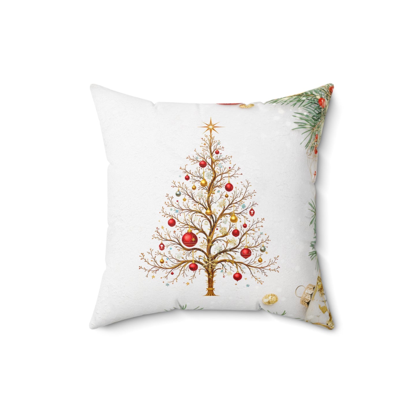 Elegant Christmas Tree Pillow – Minimalist Golden Holiday Charm