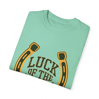 Comfort Colors 1717 Unisex Garment-Dyed T-shirt - Luck of the Irish St. Patrick’s Day Tee – Horseshoe & Shamrock Design