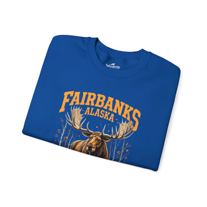 Fairbanks Moose Cotton Crewneck Sweatshirt | Wild Alaska Series Edition 🦌🍁