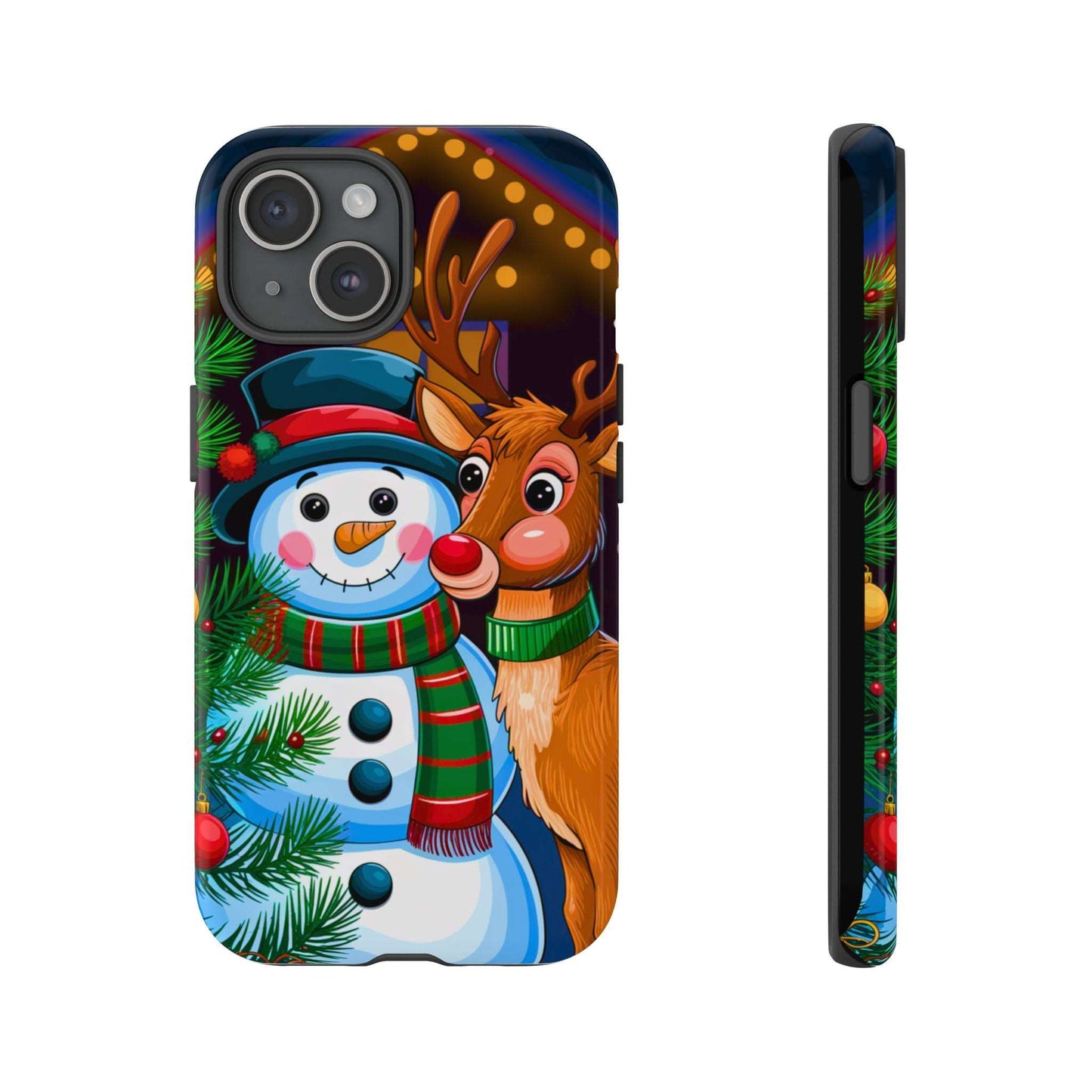 Festive Snowman and Reindeer Christmas Phone Case