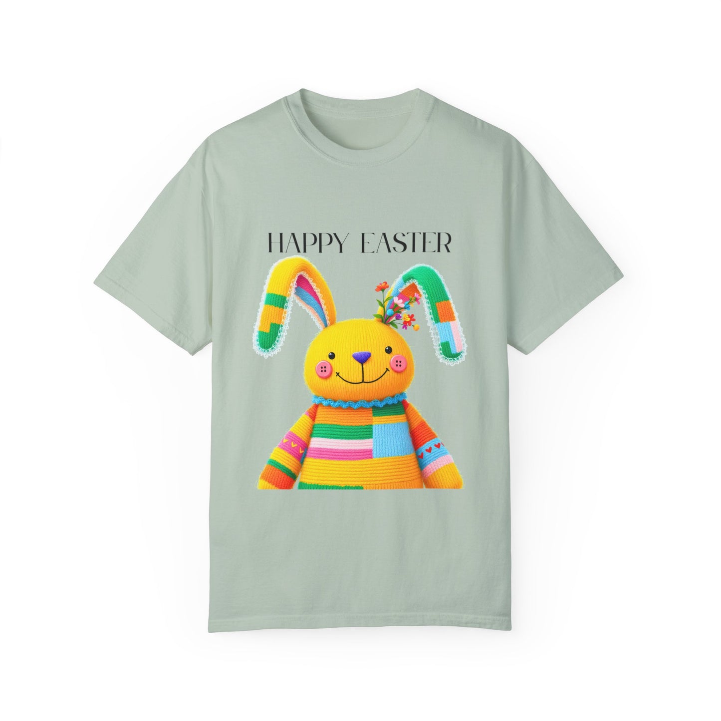 Comfort Colors 1717 Unisex Garment-Dyed T-shirt - Patchwork Bunny Bliss – Knitted Toy Happy Easter