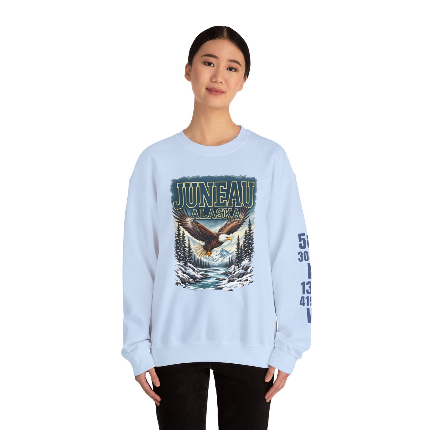 Juneau Bald Eagle Cotton Crewneck Sweatshirt | Wild Alaska Series Edition 🦅🌲❄️